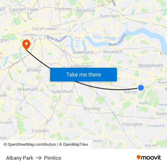 Albany Park to Pimlico map