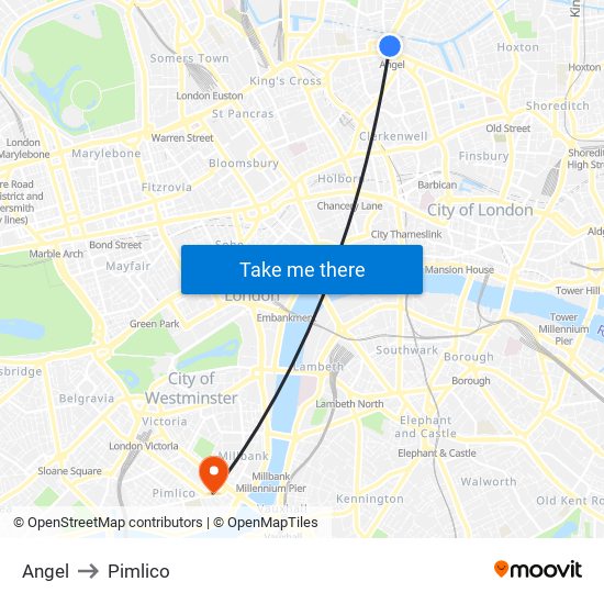 Angel to Pimlico map