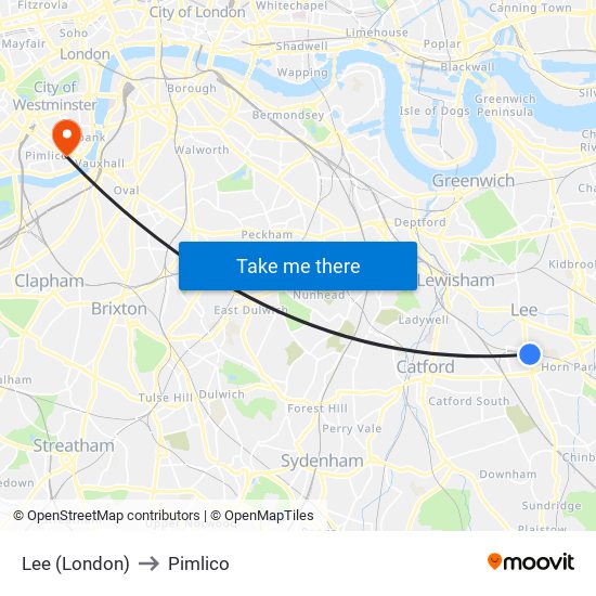 Lee (London) to Pimlico map