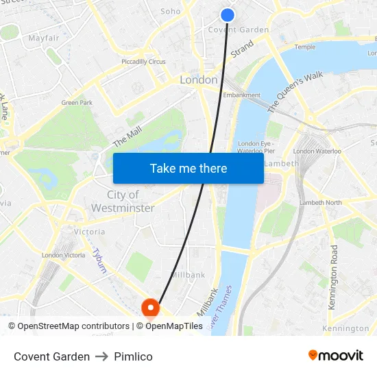 Covent Garden to Pimlico map