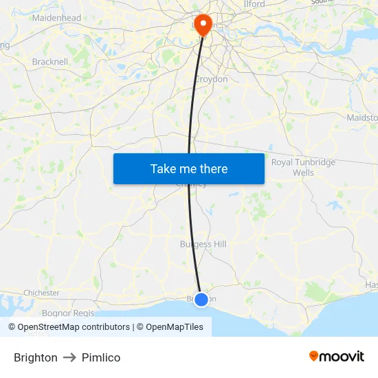 Brighton to Pimlico map