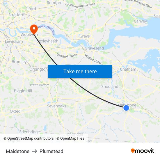 Maidstone to Plumstead map