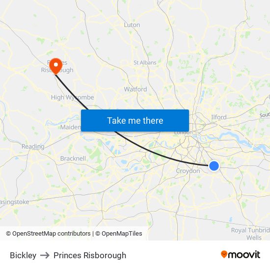 Bickley to Princes Risborough map