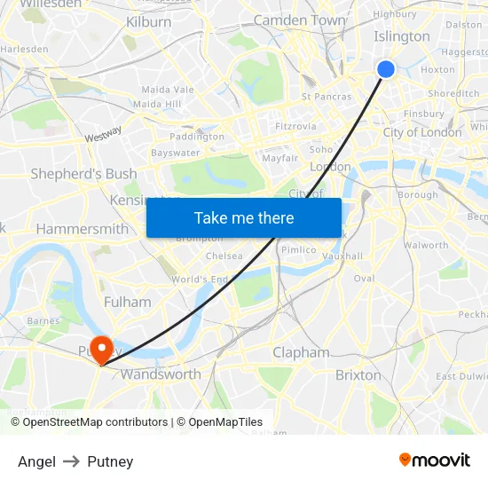 Angel to Putney map