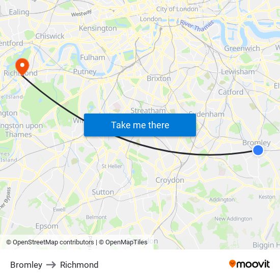 Bromley to Richmond map