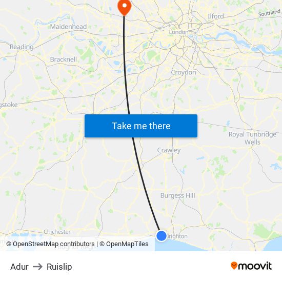 Adur to Ruislip map