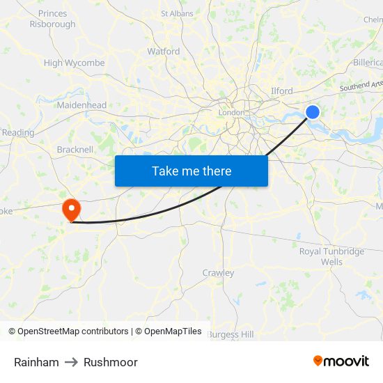 Rainham to Rushmoor map