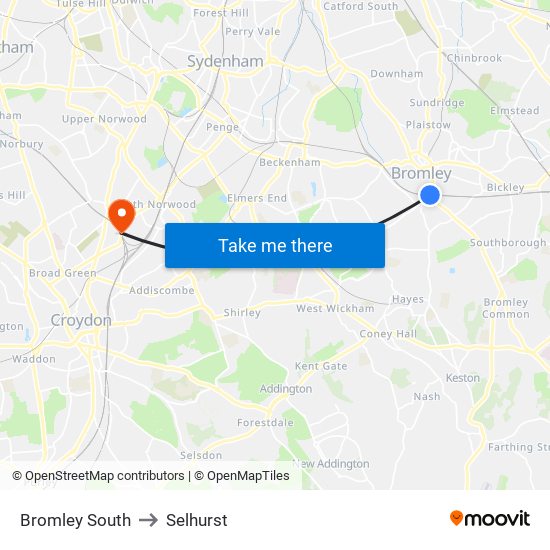 Bromley South to Selhurst map