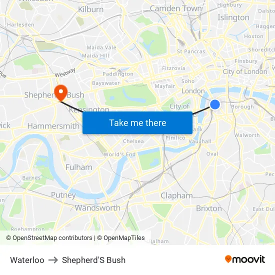 Waterloo to Shepherd'S Bush map