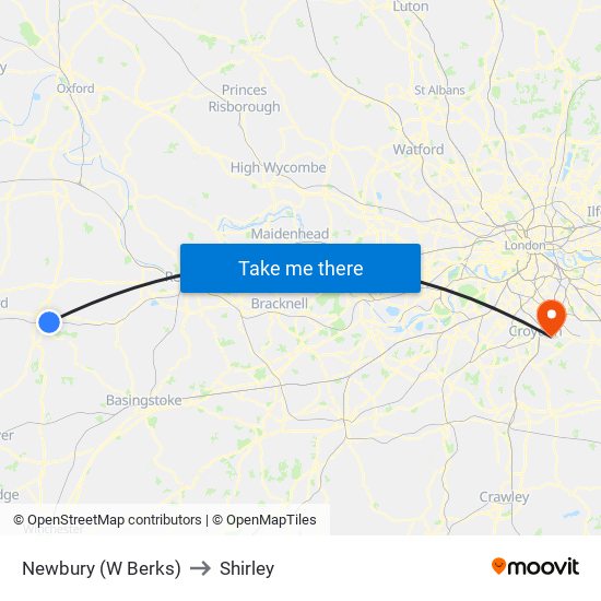 Newbury (W Berks) to Shirley map