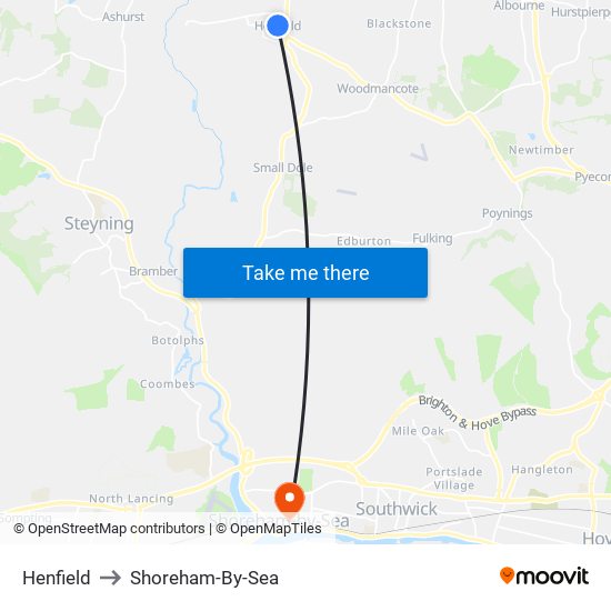 Henfield to Shoreham-By-Sea map