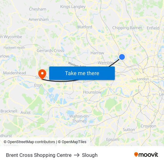 Brent Cross Shopping Centre to Slough map