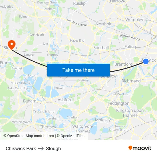 Chiswick Park to Slough map