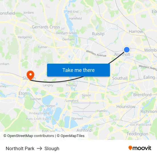 Northolt Park to Slough map