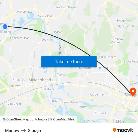 Marlow to Slough map