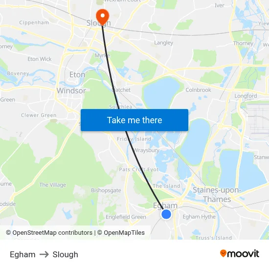 Egham to Slough map