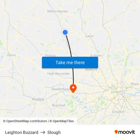 Leighton Buzzard to Slough map