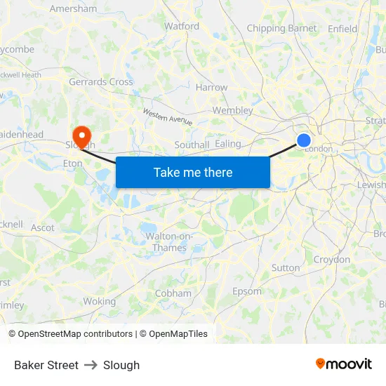 Baker Street to Slough map