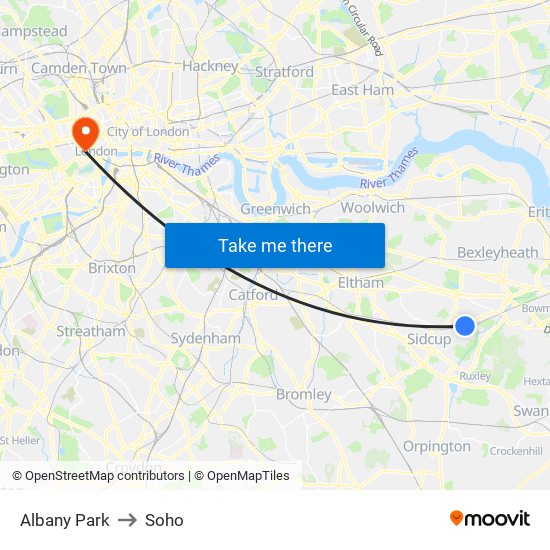 Albany Park to Soho map