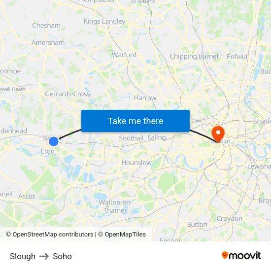 Slough to Soho map