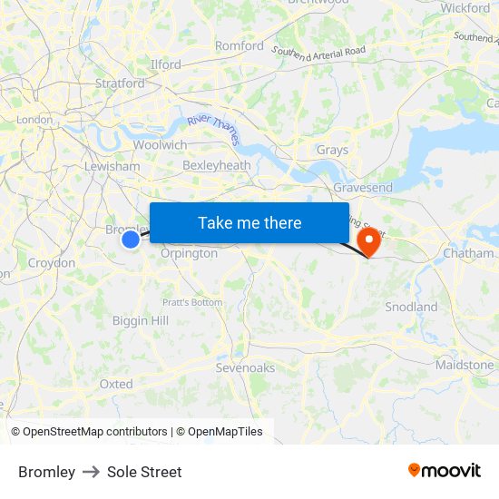 Bromley to Sole Street map