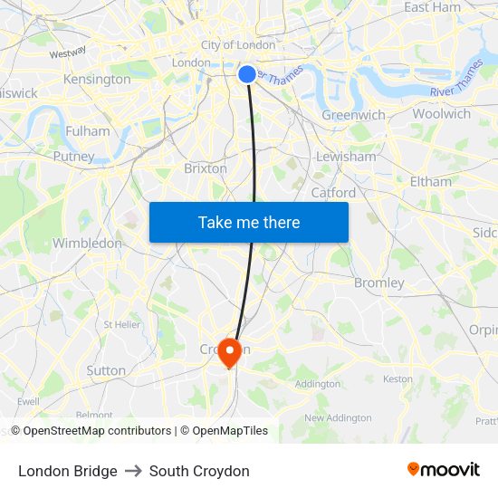 London Bridge to South Croydon map