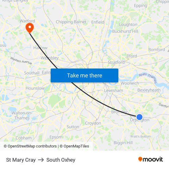 St Mary Cray to St Mary Cray with public transportation