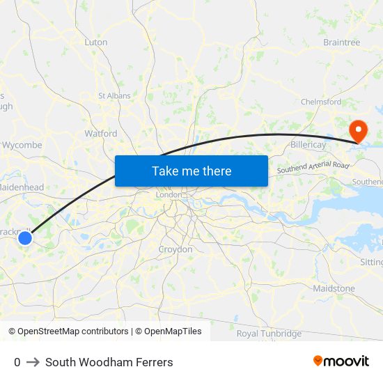 0 to South Woodham Ferrers map