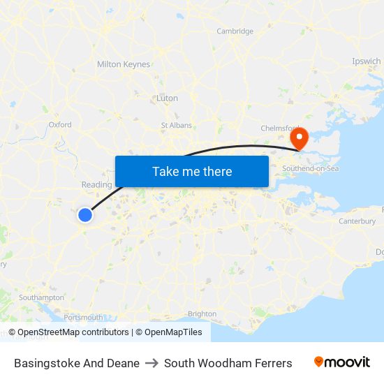 Basingstoke And Deane to South Woodham Ferrers map