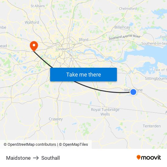 Maidstone to Southall map