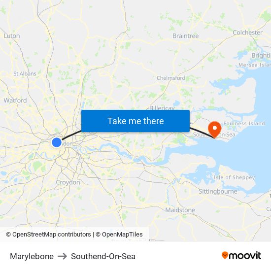 Marylebone to Southend-On-Sea map