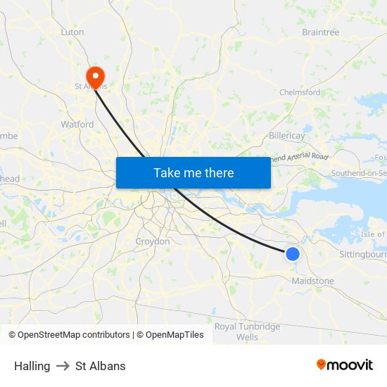 Halling to St Albans map