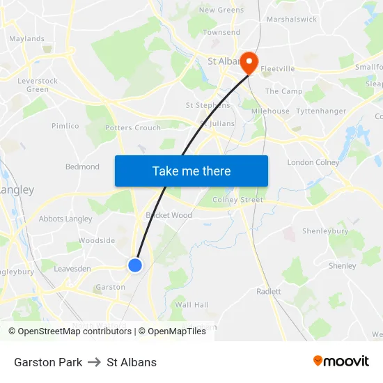 Garston Park to St Albans map