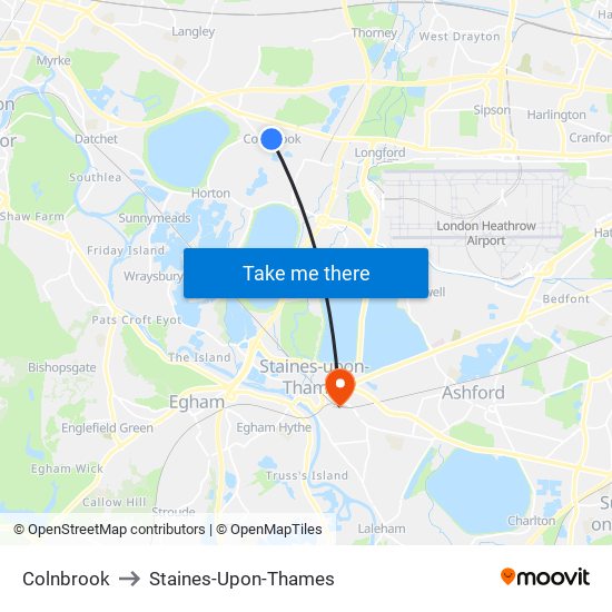 Colnbrook to Staines-Upon-Thames map