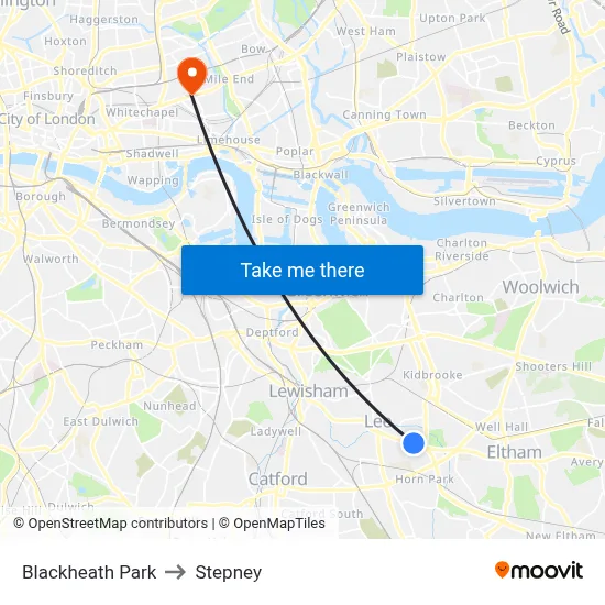 Blackheath Park to Stepney map