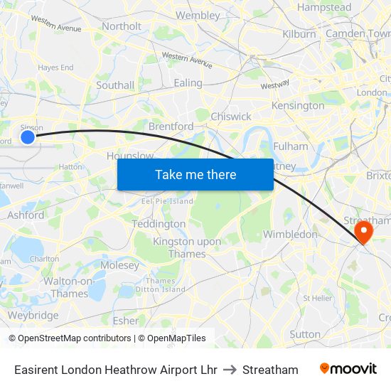 Easirent London Heathrow Airport Lhr to Streatham map