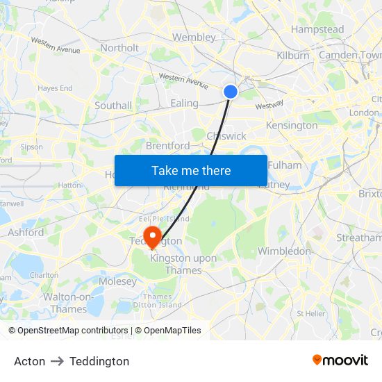 Acton to Teddington map