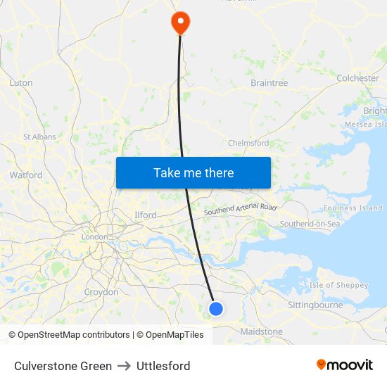 Culverstone Green to Uttlesford map