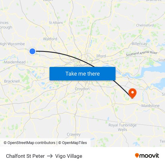 Chalfont St Peter to Vigo Village map