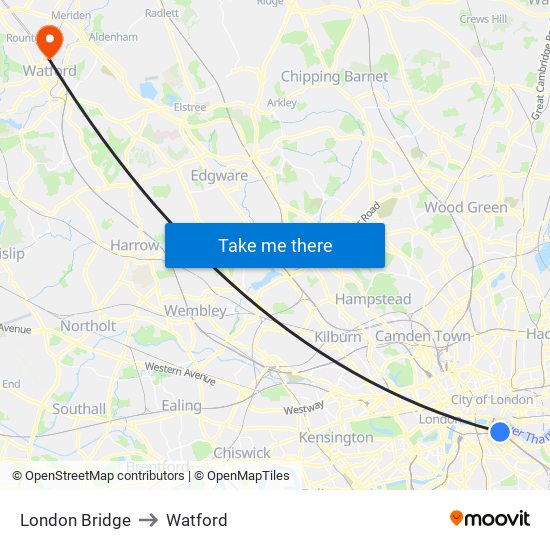 London Bridge to Watford with public transportation