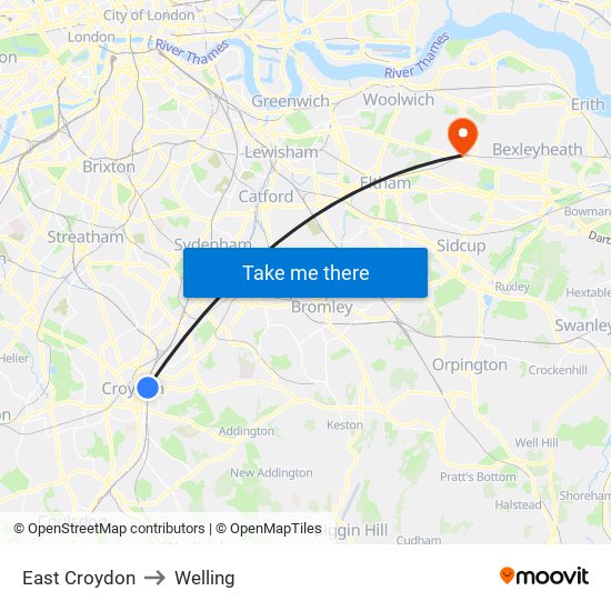 East Croydon to Welling map