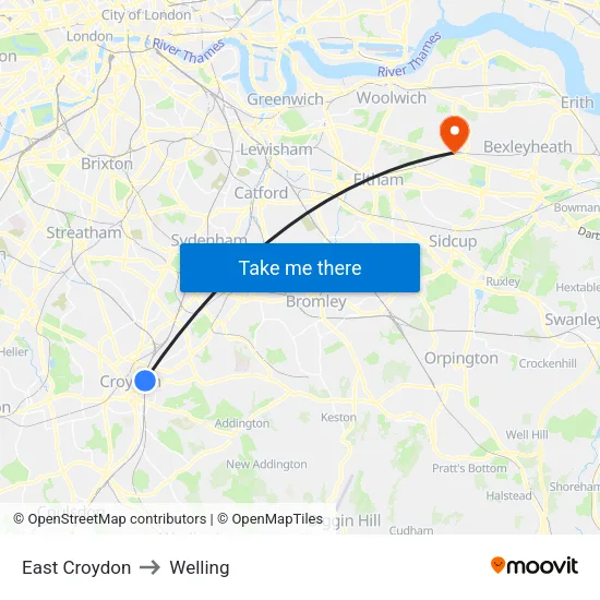 East Croydon to Welling map
