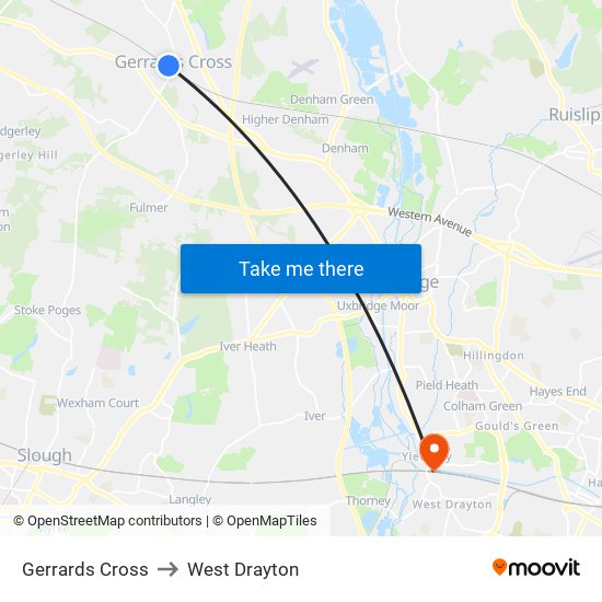 Gerrards Cross to West Drayton map