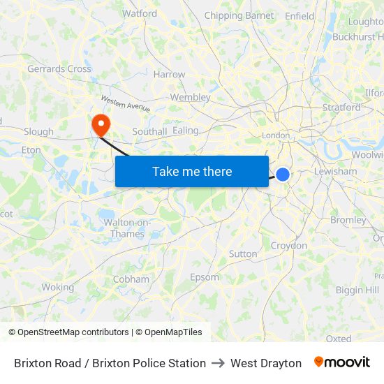 Brixton Road / Brixton Police Station to West Drayton map