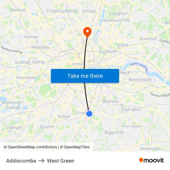 Addiscombe to West Green map