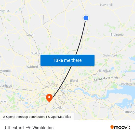 Uttlesford to Wimbledon map