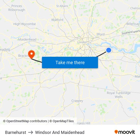 Barnehurst to Windsor And Maidenhead map