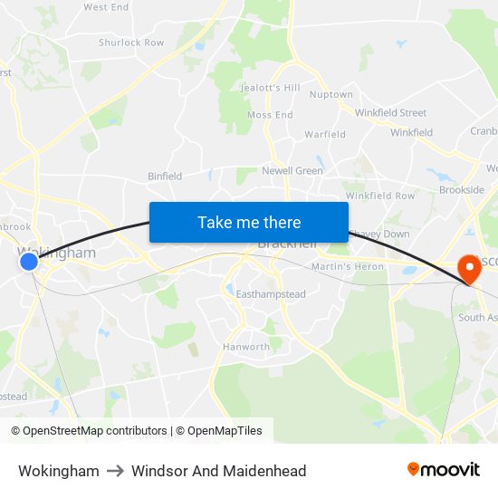 Wokingham to Windsor And Maidenhead map