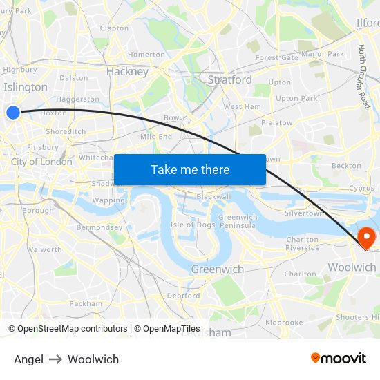 Angel to Woolwich map