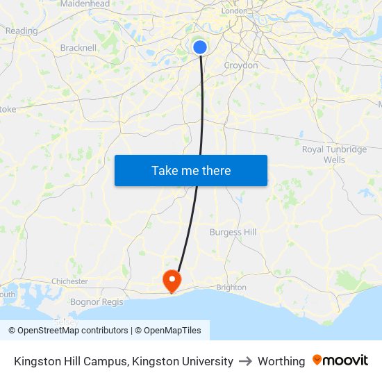 Kingston Hill Campus, Kingston University to Worthing map